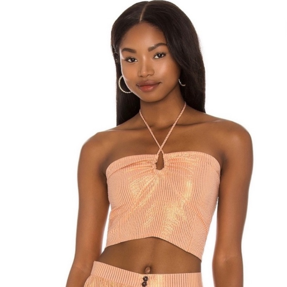 Jen’s Private BootyPeach Strapless Crop Top with tie halter